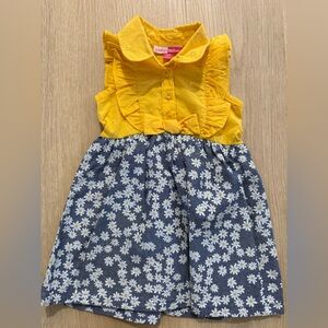 Yellow and Blue Floral Kids Summer Dress